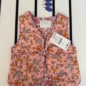 Zara kid Pink and Orange Floral Blouse NWT